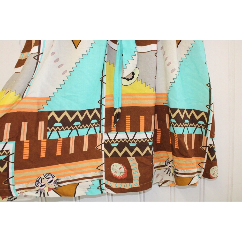 Baci Linen Blend Aztec Patchwork Belted Maxi Skirt Made In Italy Size Small S - Picture 8 of 10